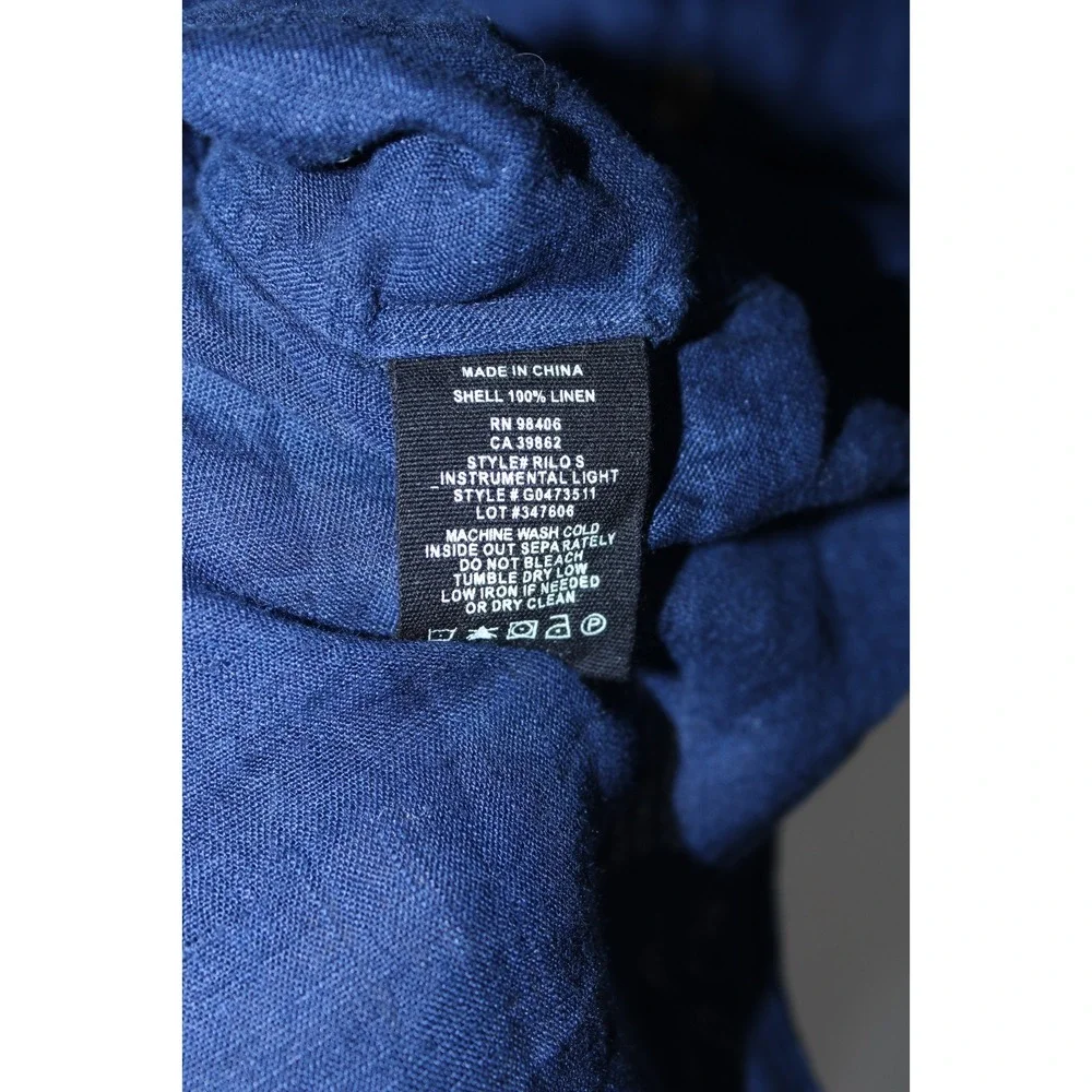 Theory Men's Small Blue Short Sleeve Linen Rilos Instrumental Light Shirt